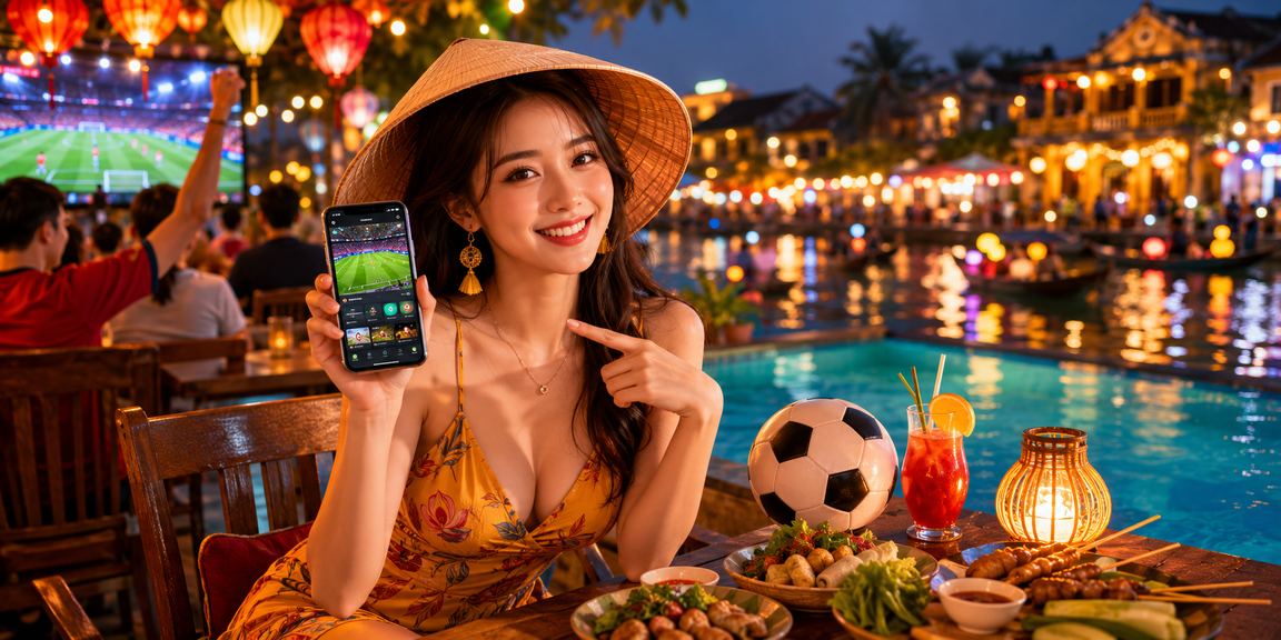 Theo dõi cá cược bóng đá trong không gian cà phê phố cổ Hội An